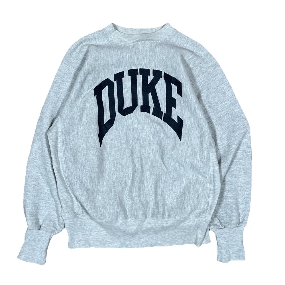 Vintage Duke University Crewneck Sweater Reverse Weave Cotton Exchange Large USA